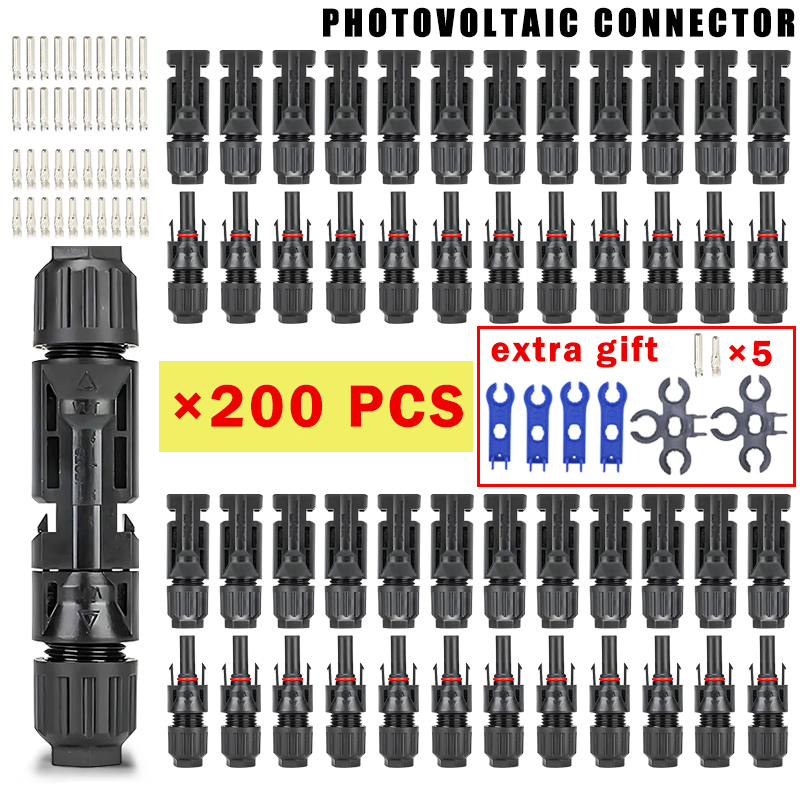 Solar Cable Mc4 Connector - 400/200/100/20 piezas conector Solar fotovoltaico 1000V